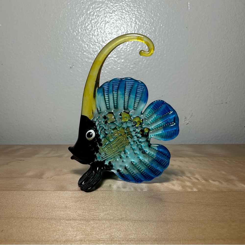 Green and Red Exotic Glass Fish Figurine